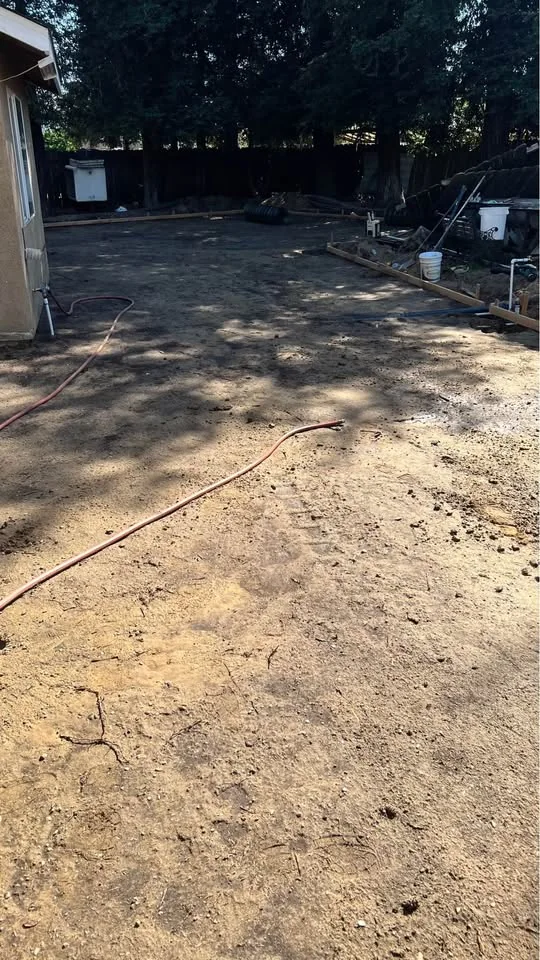 Leveled side-yard project area during site preparation