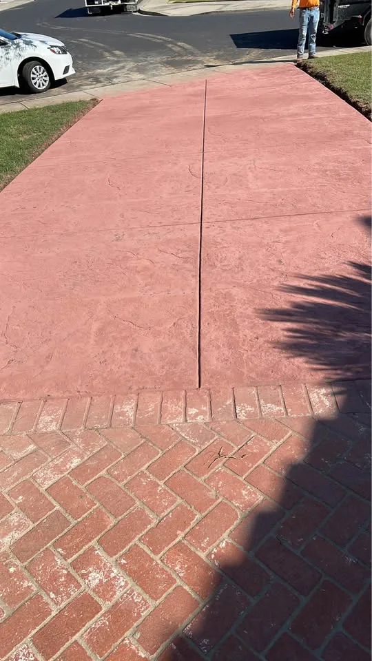 Decorative red stamped concrete surface