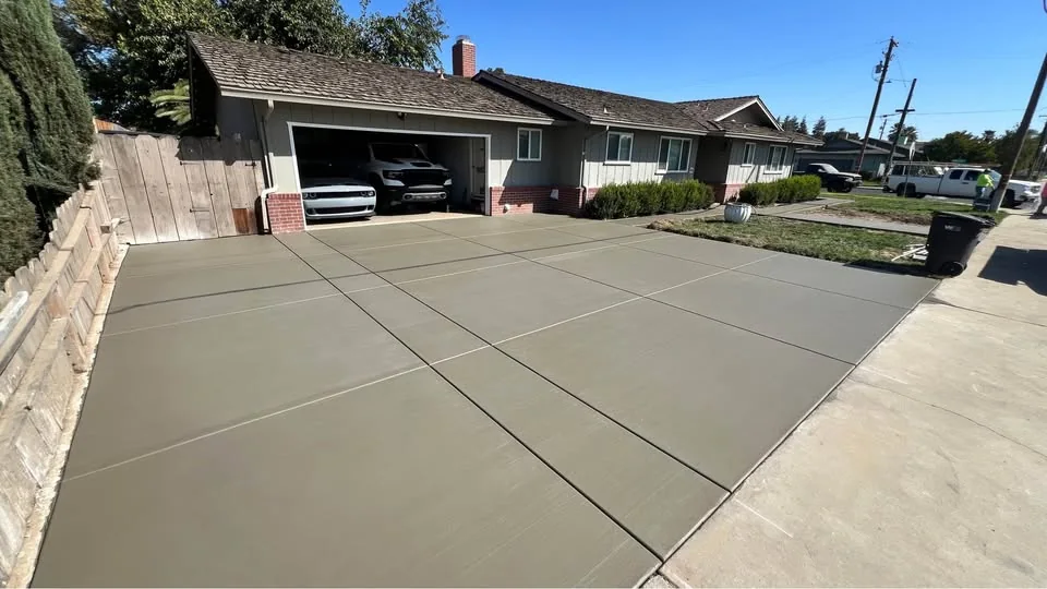 Finished concrete driveway with clean control joints